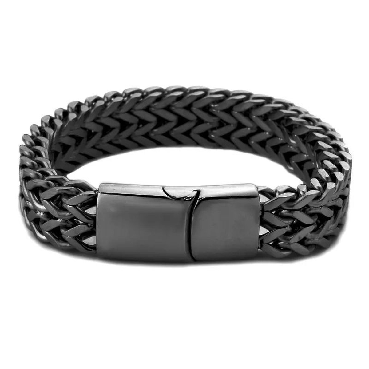 Donley - Armband voor mannen - Woven bracelet - Braided bracelet - cubaanse armband - heren sierraad - schakelarmband - schakelarmband heren - 21 cm - zilveren armband - ketting armband - chain - zwarte armband - armband zwart - black wristband