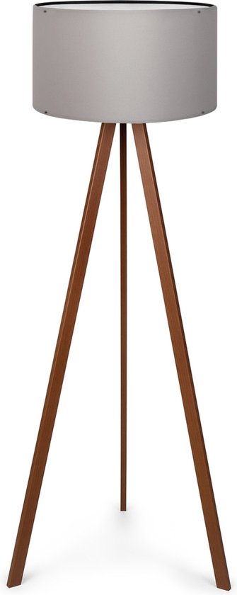 Staande lamp Newport vloerlamp 140 cm E27 houtkleurig en grijs