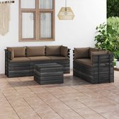 The Living Store Pallet Loungeset - Grenenhout - Taupe - 60x65x71.5cm - Modulair
