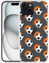 Cazy Hoesje geschikt voor iPhone 15 Soccer Ball Orange
