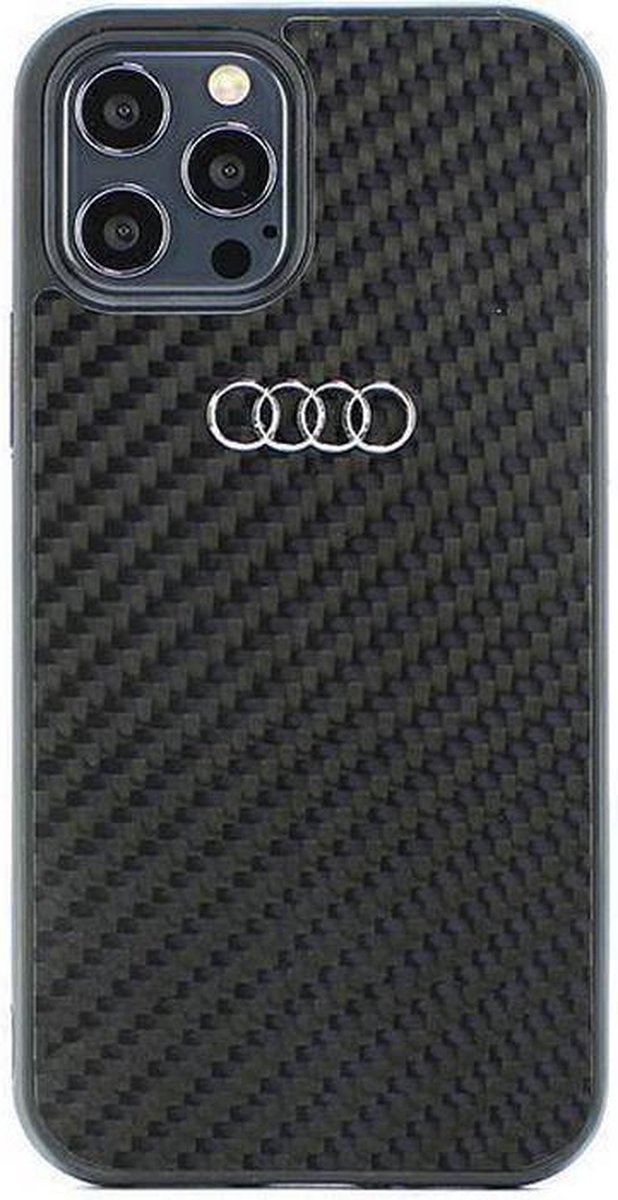Audi Carbon Fiber Back Case - Geschikt voor Apple iPhone 12/12 Pro (6.1