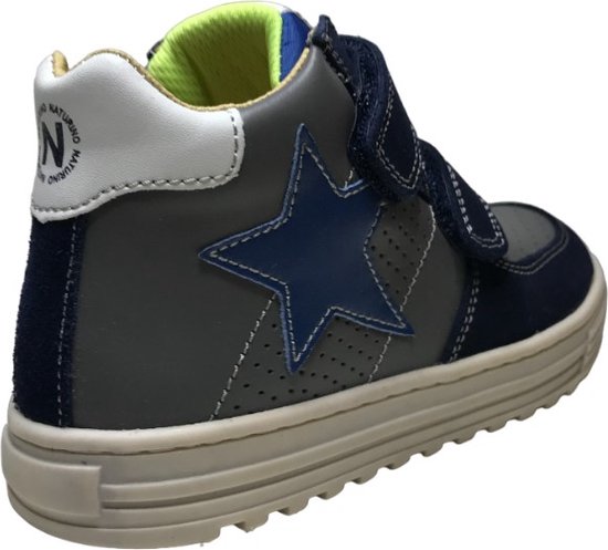 Naturino - Hess High - mt 24 - velcro's blauwe ster lederen hoge sneakers - Grijs navy