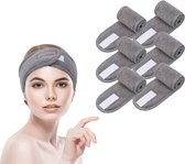 6 stuks cosmetische haarband met klittenbandsluiting, SPA hoofdband, badstof haarbeschermingsband voor douches, make-up en cosmetica (grijs)