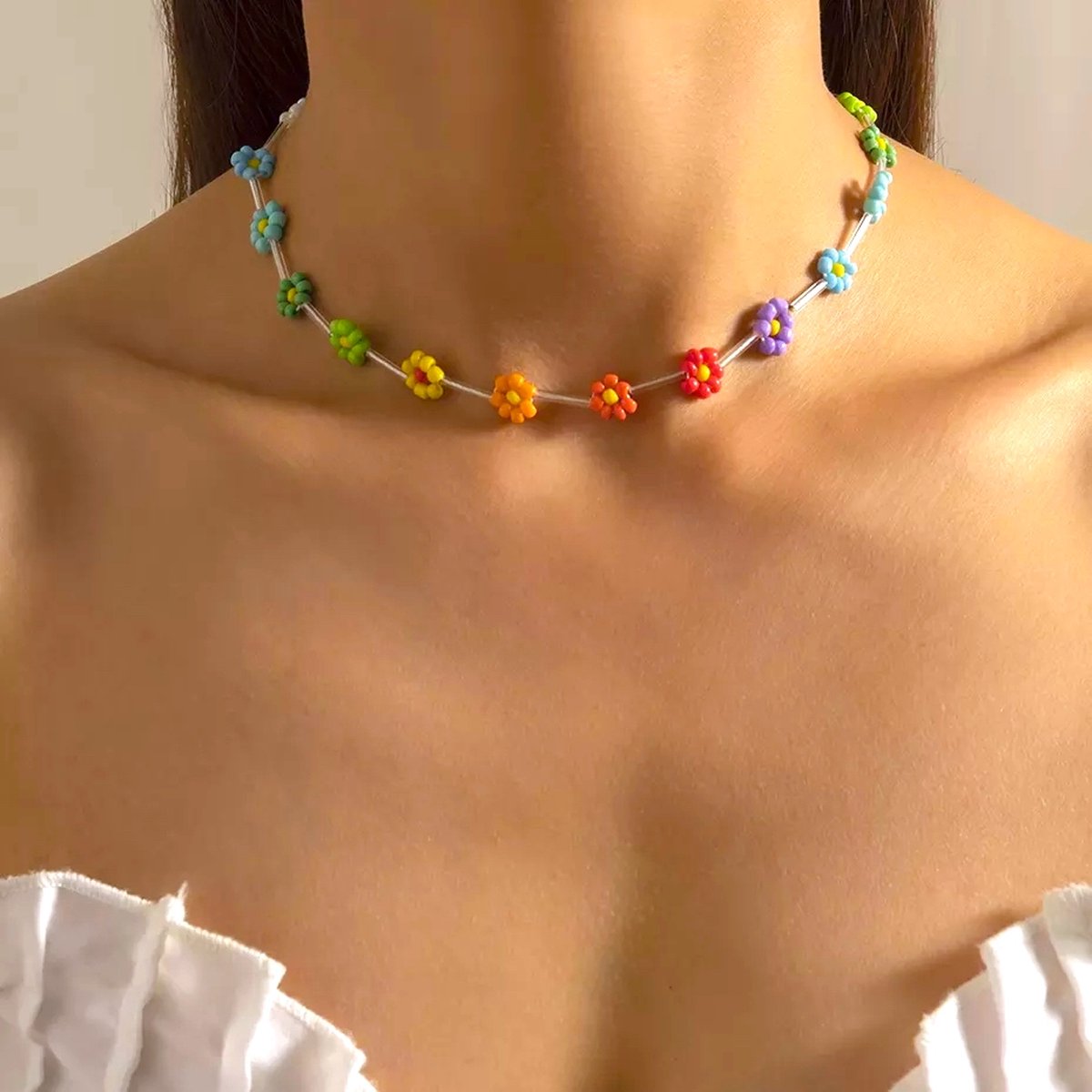 Kralenketting bloemetjes - Regenboog - Daisy - Kraaltjes - Bloemen