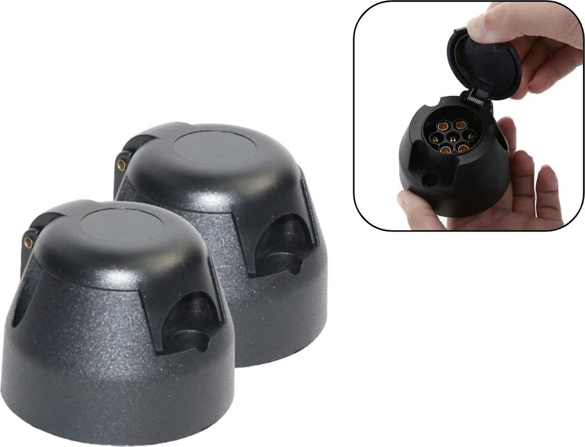 2x PD® 7 Polig contra Kunststof Stekker - Betrouwbare Aansluiting voor Aanhangwagens, Trailers, Fietsendragers en Caravans
