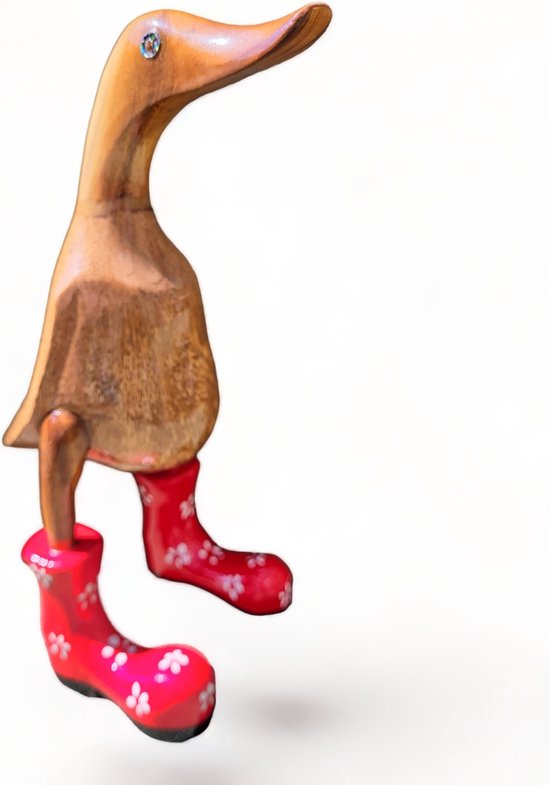 Houten Eend Handgemaakt Indonesie Teak Laarsjes Duck Small