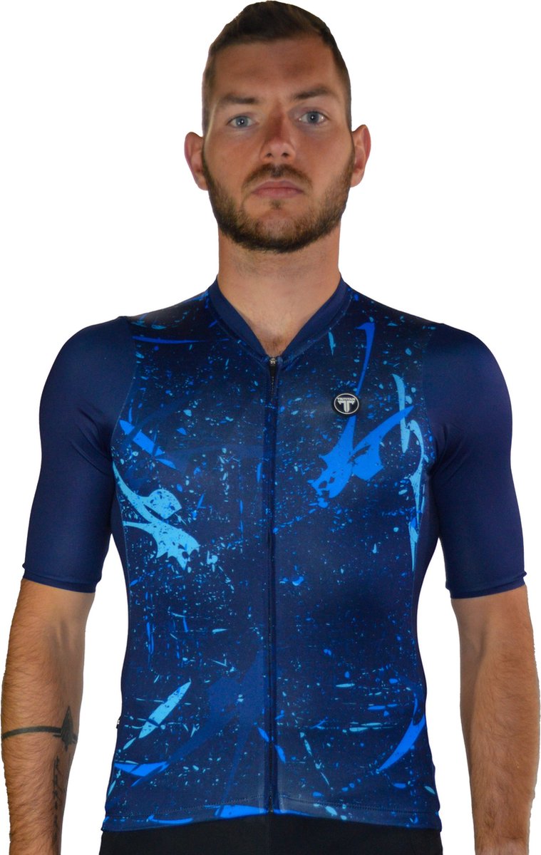 TriTiTan ECO blue paint splash cycling jersey - Fietsshirt - Fietstrui - L