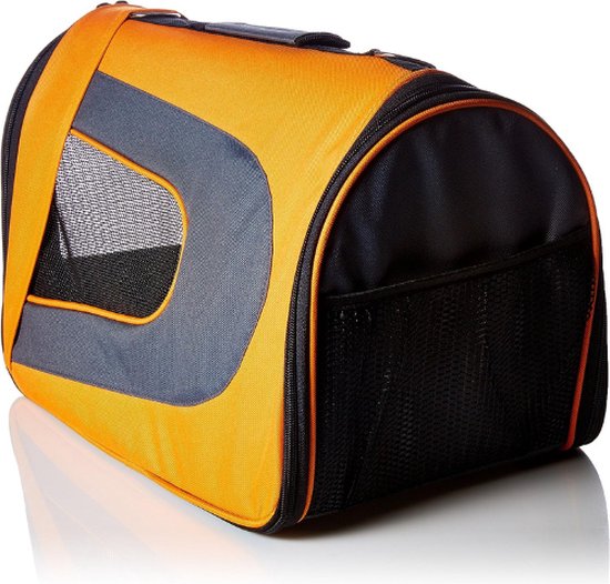 2-in-1 Cat Dog Transport Bag Cat Telescopic Handle Shoulder Strap Foldable Feeder Roll Carrier Self Lock Pet Zip Grey