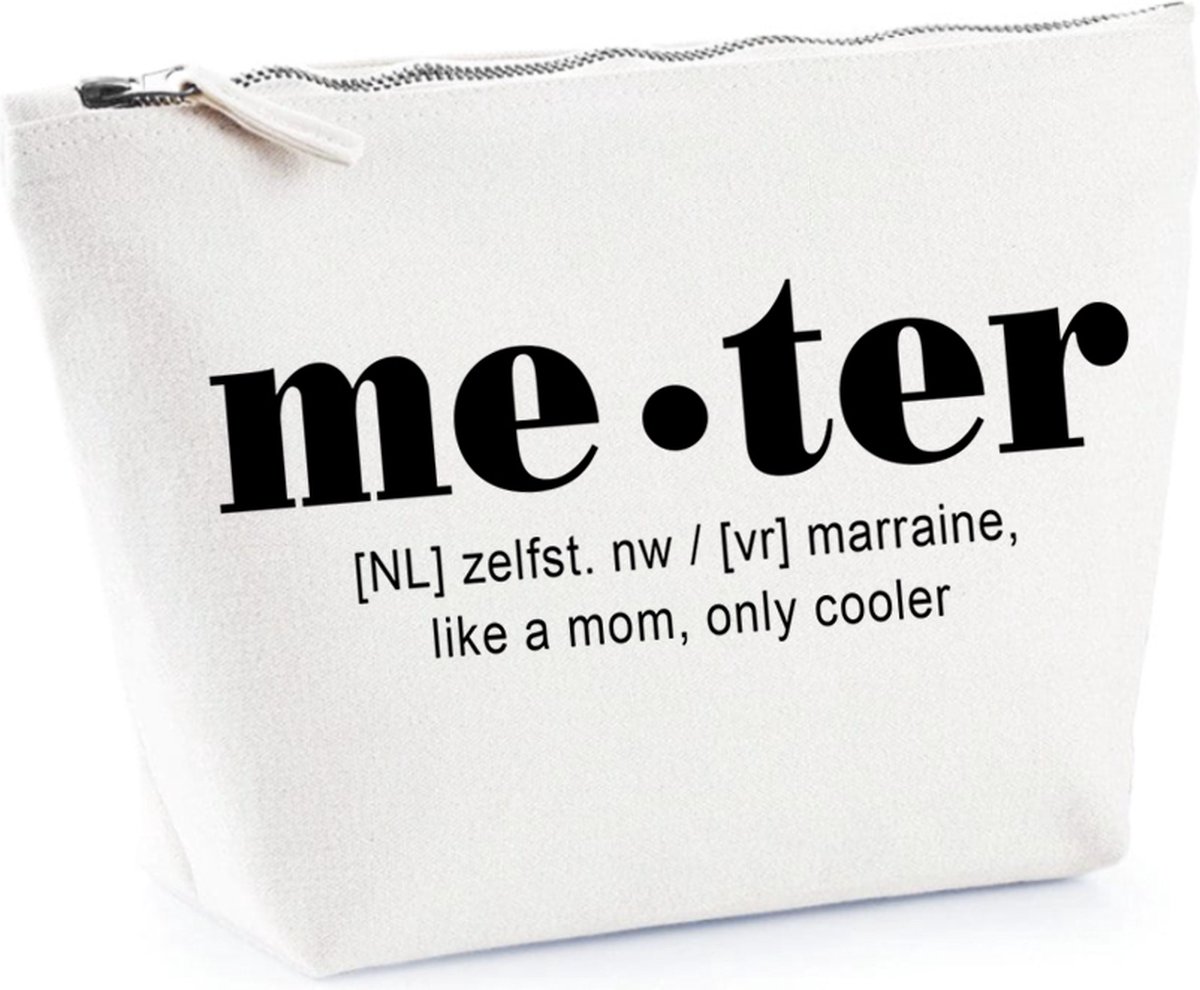 Toilettas - meter - cadeau - katoenen tas - wit - meter vragen - geschenk