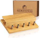Heimatspäne Sleutelplank van hout, hoogwaardige roestvrijstalen haken en echt eikenhout, handgemaakt sleutelbord van hout met plank