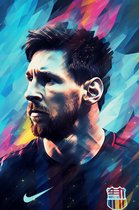 Lionel Messi Poster | Barcelona | Messi Abstract | Voetbalposter | Wanddecoratie | Muurposter | 51x71cm | Geschikt om in te lijsten