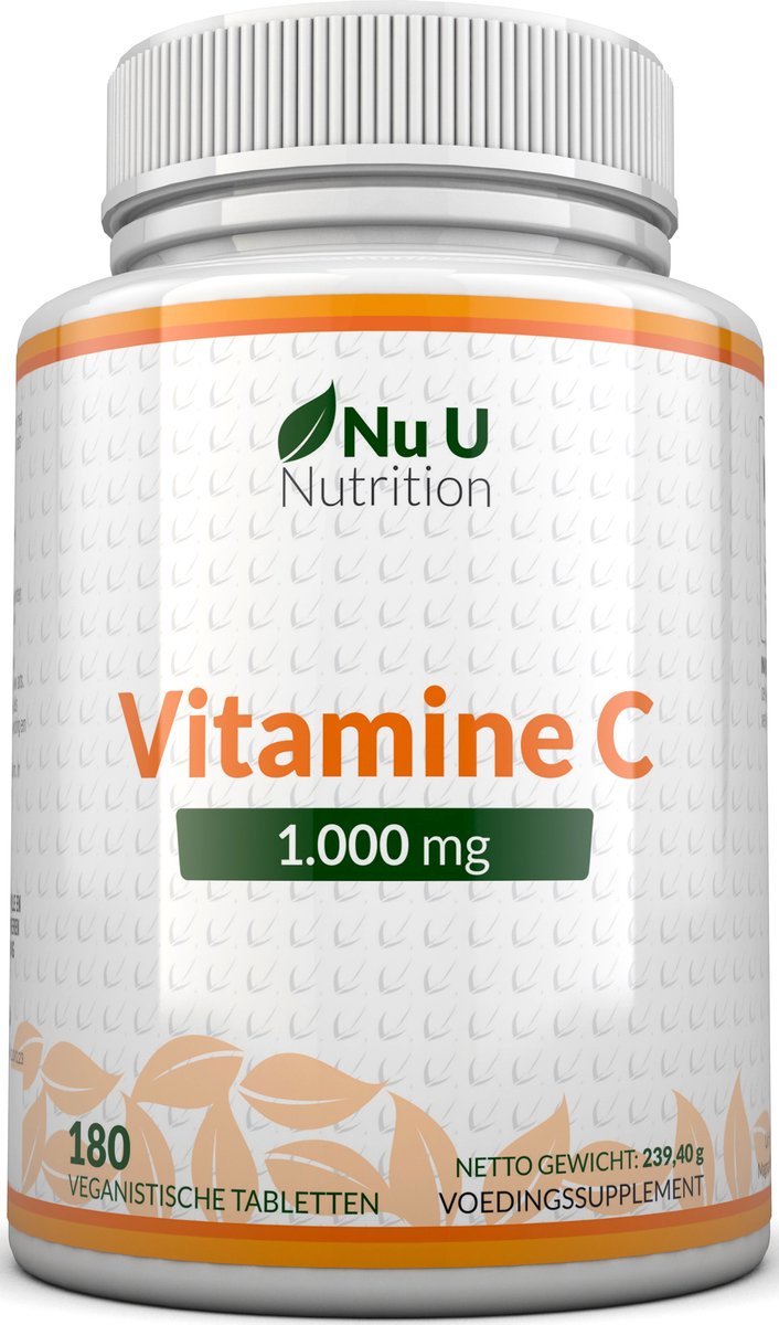 NuU Nutrition - Vitamine C 1000mg - 180 Tabletten - Half jaar voorraad