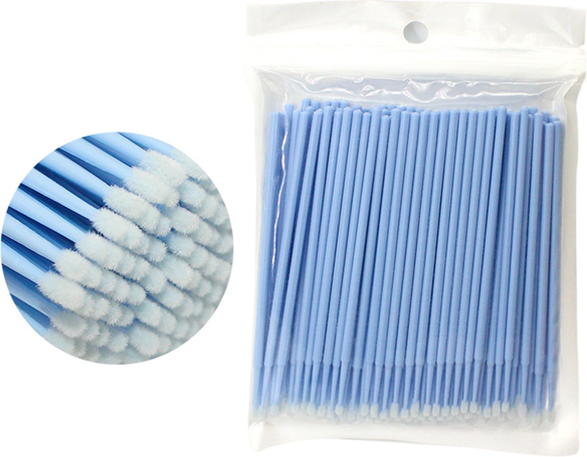 Wegwerp Microbrushes - Wimpers Uitbreiding - Individuele Lash Verwijderen - Wattenstaafje - Micro Borstel Voor Wimper Extensions Tool- microbrush - 100stuks - Donkerblauw