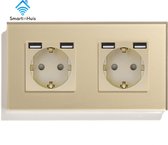 SmartinHuis - Tweevoudig stopcontact met USB A + A - Goud