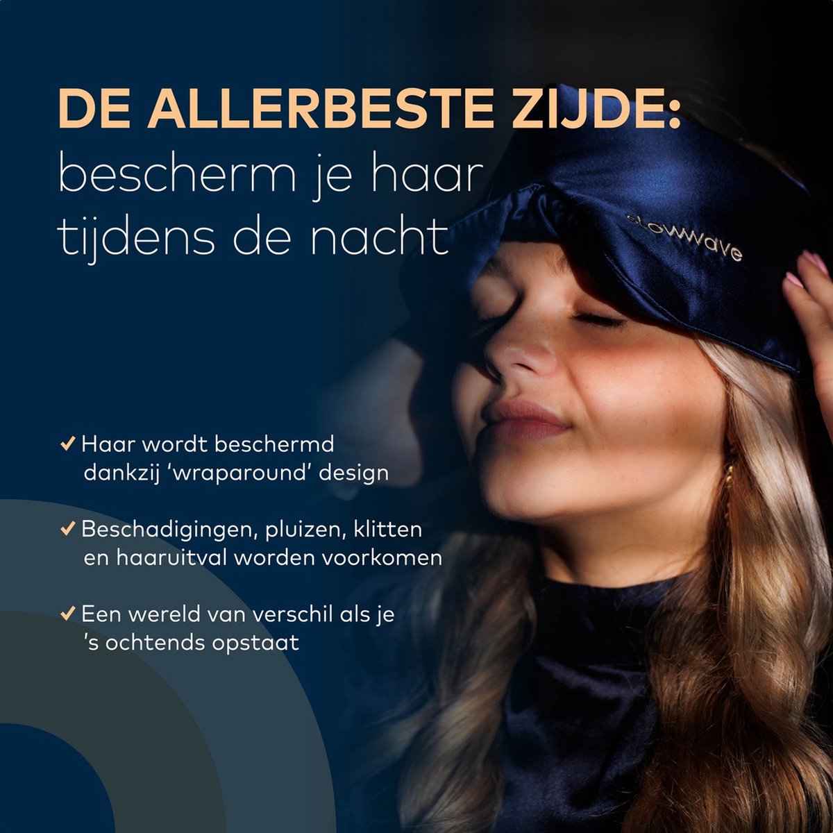 Slowwave Premium Silk Sleep Mask - Zijden slaapmasker - 100% verduisterend - Supercomfortabel in alle slaapposities - Echt moerbeizijde - Beschermt de gezichtshuid - Hypoallergeen, antibacterieel en ademend - Kleur: Navy (donkerblauw) — afbeelding 6