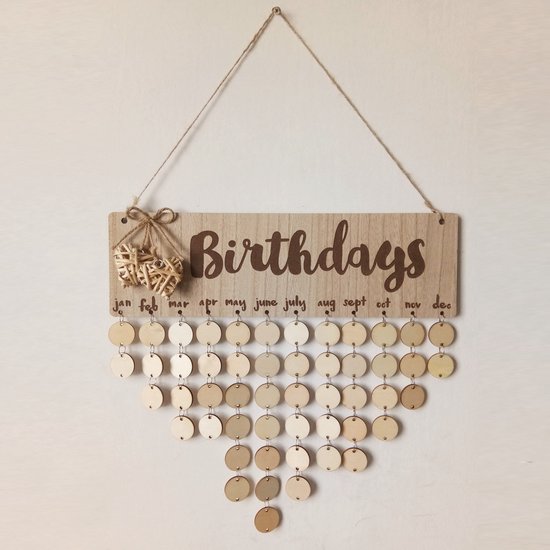 Calendrier d'anniversaire en bois - Calendrier d'anniversaire adulte - Calendrier en bois - Calendrier d'anniversaire