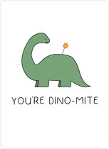 Bedankt kaartje | Thank you card | You're Dino-mite | Je bent geweldig | 1, 4, 6 of 10 wenskaarten 10,5x14,5 cm inclusief enveloppen