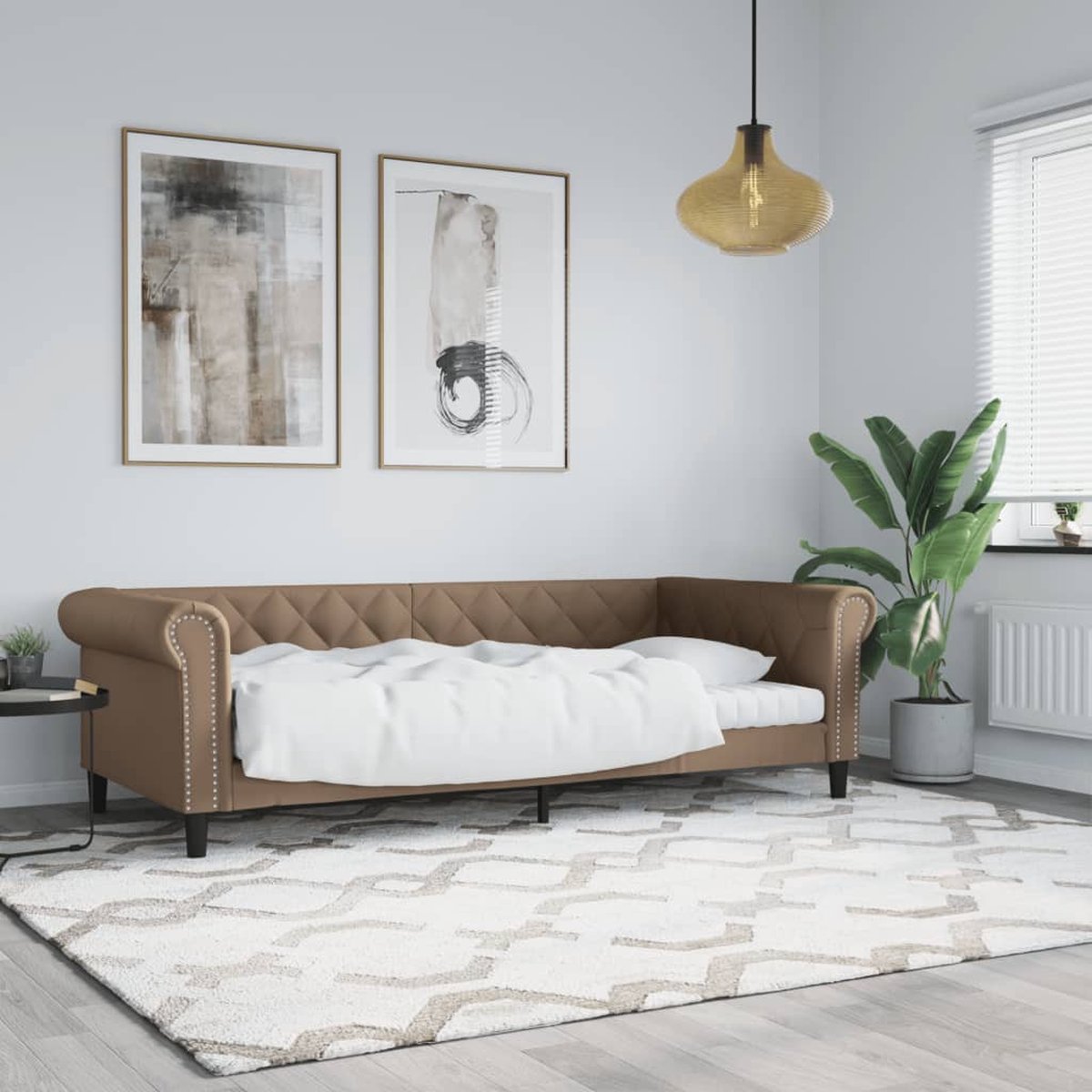 vidaXL Slaapbank - 90x200 - cm - kunstleer - cappuccinokleurig