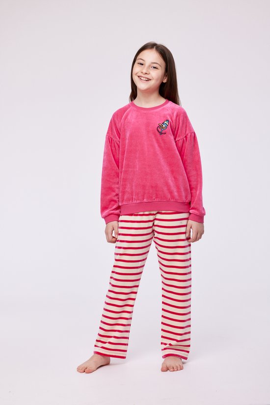 Woody pyjama meisjes -roze - kalkoen - 232-10-PDV-V/388 - maat 98