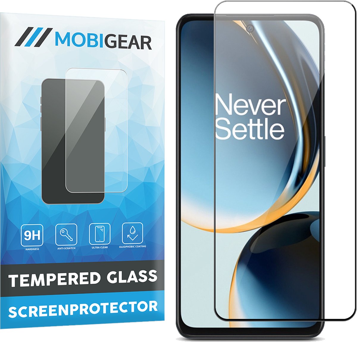 Mobigear Screenprotector geschikt voor OnePlus Nord CE 3 Lite Glazen | Mobigear Premium Screenprotector - Case Friendly - Zwart