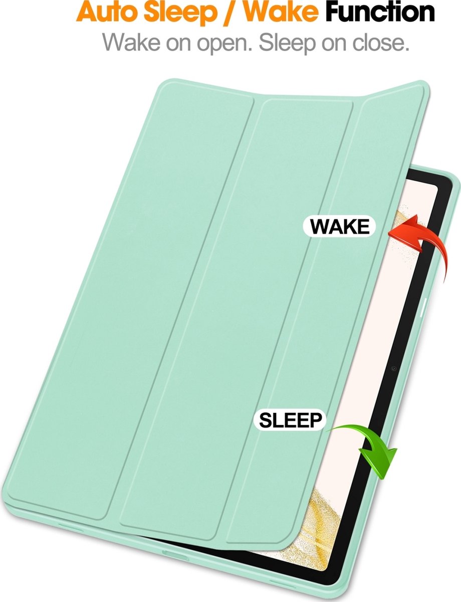 Mobigear Tablethoes geschikt voor Samsung Galaxy Tab S9 Plus Hoes | Mobigear Tri-Fold Gel Bookcase + Stylus Houder - Turquoise