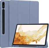 Mobigear Tablethoes geschikt voor Samsung Galaxy Tab S9 Plus Hoes | Mobigear Tri-Fold Gel Bookcase + Stylus Houder - Paars