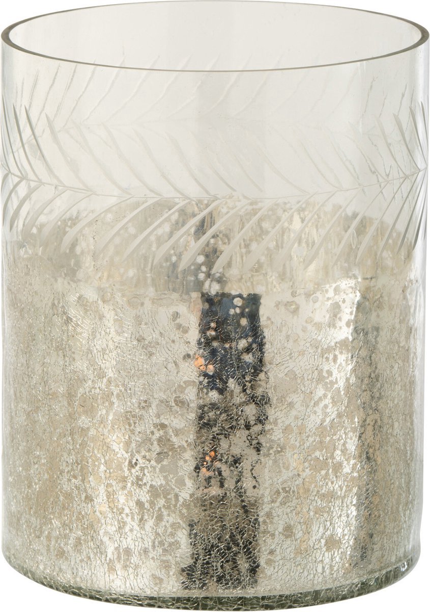 Theelichthouder / waxinelichtjeshouder / Windlicht - zilver / Transparant - 21 x 21 x 27 cm hoog.
