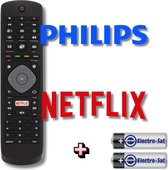Philips afstandsbediening met Netflix Knop voor alle Philips Televisie's (Met Netflix Knop) + 2 batterijen | Makkelijk te gebruiken | Werkt Direct | Smart TV | Universele