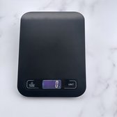 Keukenweegschaal - Keukenweegschaal digitaal - 1 gr tot 5 kg - Precisie Weegschaal - Tarra functie - inclusief batterijen - Zwart