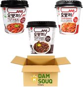 Damsouq® Topokki (rice cake) Mixpakket 3 soorten Yopokki (Spicy, Zwarte soyabonen saus, Sweet & spicy) (3x140Gram)