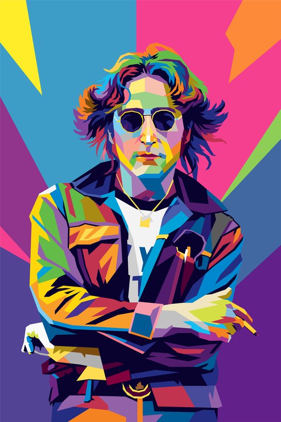 Affiche John Lennon | Affiche des Beatles | John Lennon Pop Art | Affiche musicale | Affiche couleur | Décoration murale | Affiche murale | 61x91cm | Convient pour l'encadrement