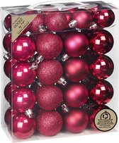 Inge Christmas kerstballen - 44x st- bessen roze - kunststof - mix