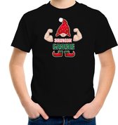 Bellatio Decorations kerst t-shirt voor jongens - Sterkste Gnoom - zwart - Kerst kabouter 164/176
