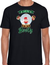 Bellatio Decorations fout kersttrui t-shirt heren - Kerstman sneeuwbol - zwart - Shake Your Booty L