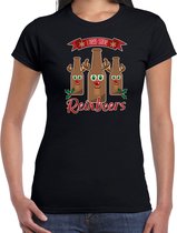 Bellatio Decorations fout kersttrui t-shirt dames - Rudolf Reinbeers - zwart - rendier/bier L