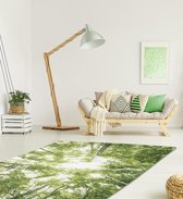 the carpet Monde Modern Design Woonkamerkleed, Zacht Kortpolig, Opvallend, Bomen, Bos, Groen, 80x150 cm
