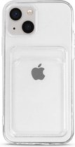 Smartphonica iPhone 14 siliconen hoesje met pashouder - Transparant / Back Cover geschikt voor Apple iPhone 14