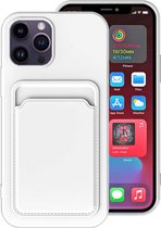 Smartphonica iPhone 14 Pro siliconen hoesje met pashouder - Wit / Back Cover geschikt voor Apple iPhone 14 Pro