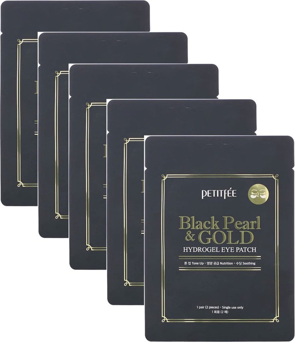 Petitfee Black Pearl & Gold Hydrogel Eye Patch (1 pair, single use) 5 PACK - Korean skincare