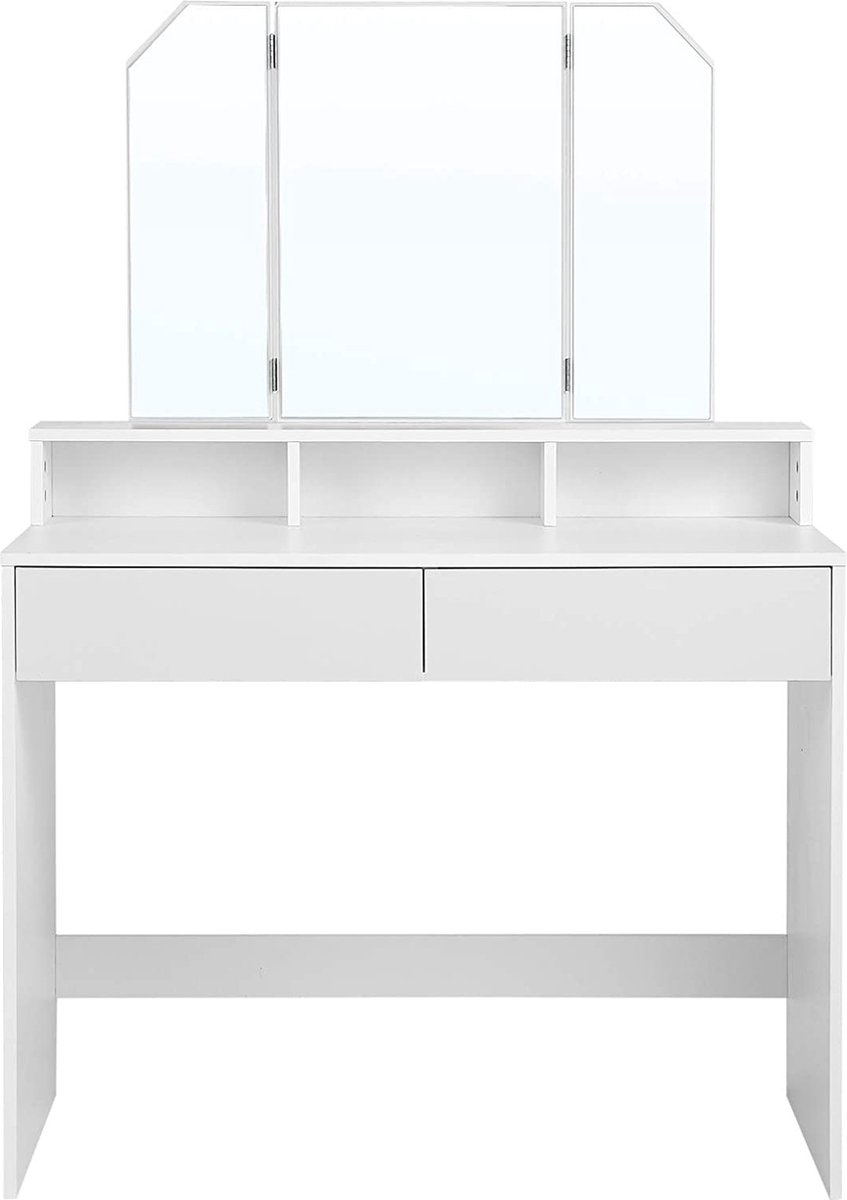 FurnStar Kaptafel - Kaptafel met spiegel - 100x40x142cm - Wit