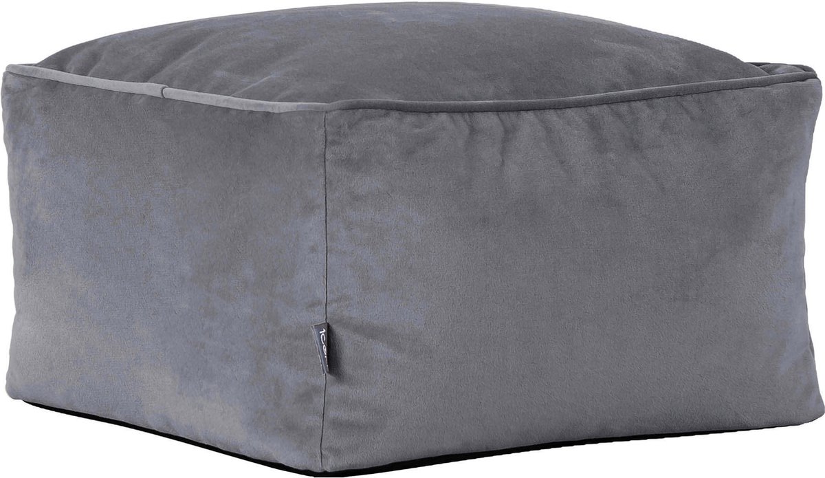 icon - Amara - Fluwelen Hocker - Houtskool - 40x24x40 - Binnen