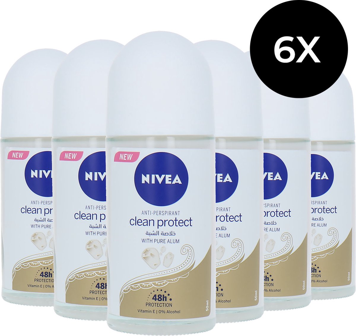Goedkoopste Nivea Clean Protect Deo Roller - 6 x 50 ml