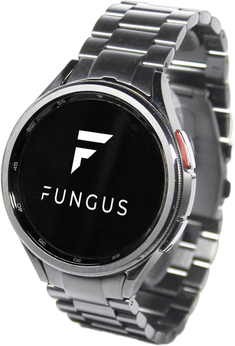 Fungus - Smartwatch bandje - Geschikt voor Samsung Galaxy Watch 6 (incl. Classic), Watch 5 (incl. Pro), Watch 4 - Horloge - Metaal - Schakel - Zilver