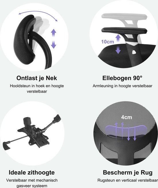 EMIAH Bureaustoel met voetensteun, comfortabele bureaustoel met gekruiste poten en armleuningen, ergonomische managersstoel van PU-leer met wieltjes, computergamingstoel met verdikt kussen, zwart