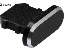 CHPN - Dustplug geschikt voor iPhone - Stofplug - Dustplug - Dust plug - Iphoneplug - Stofvrij - 2stuks - Zwart - Geen stof in je iPhone
