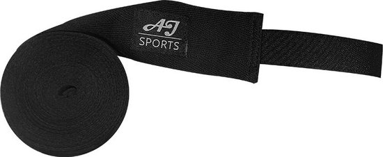 AJ-Sports Boks bandage 450cm - 2 stuks - Bandage boksen - Boksbandages - Boksen - Boxing - Boks - Boxing Wraps - kickboks bandage - Zwart - AJ-Sports