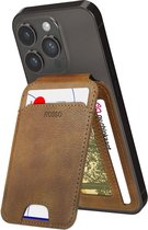 Rosso Element Porte-Cartes Compatible avec MagSafe - Porte-Cartes Magnétique - Portefeuille en Simili Cuir pour Six Cartes - Marron