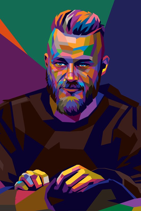 Ragnar Lodbrok Poster | Vikings Poster | Serieposter | Ragnar Pop Art | Pop Poster | Wanddecoratie | Muurposter | 51x71cm | Geschikt om in te lijsten