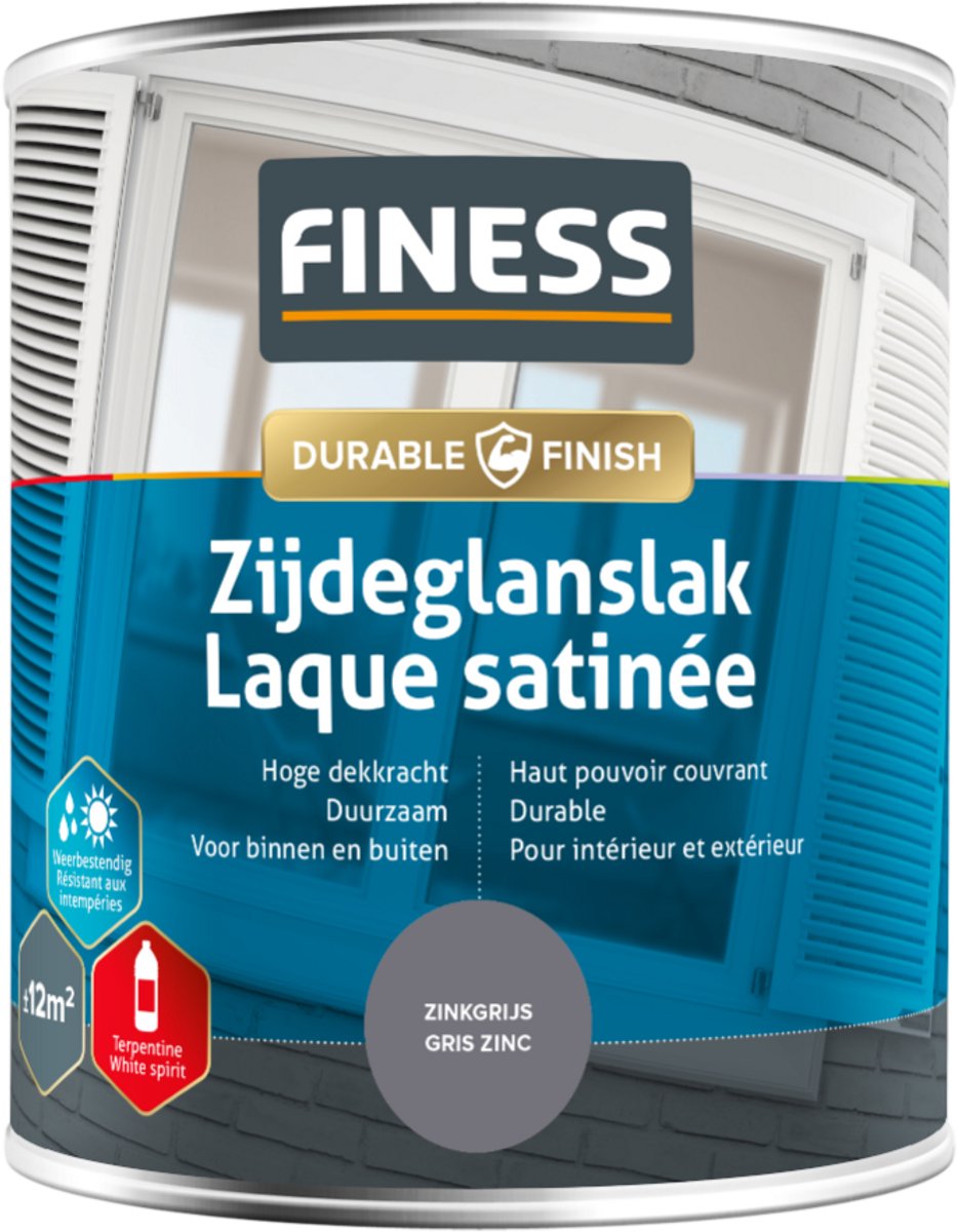 Finess zijdeglanslak - zinkgrijs - 750 ml.