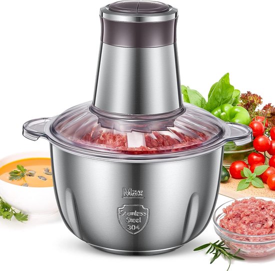 Hachoir électrique pour la cuisine, 350 W, avec 2 vitesses et bol en acier  inoxydable